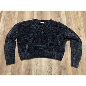 SO Sweater, Women's Size Medium, Black, Crop, Long Sleeve, V-neck
